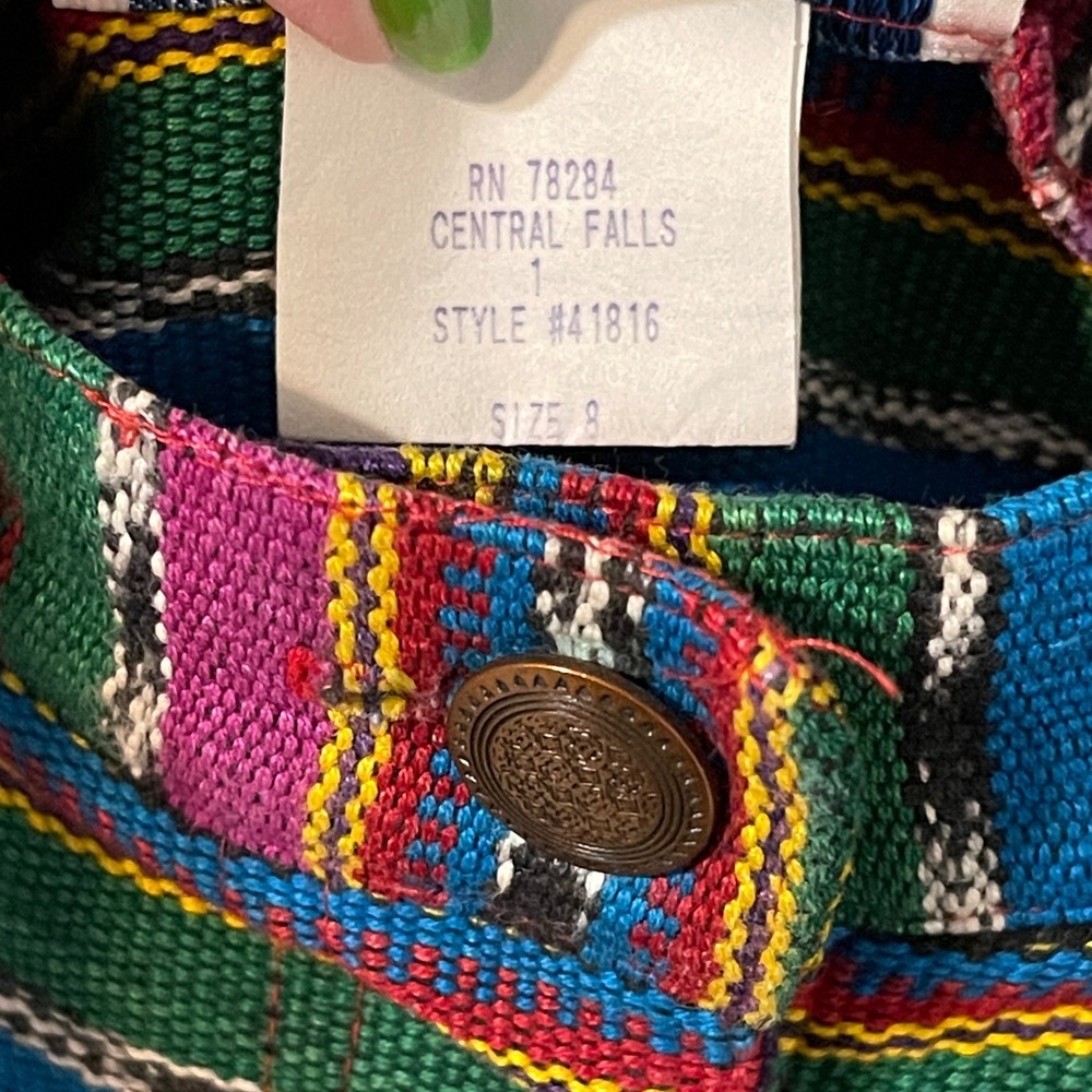 Vtg Central Falls Serape Striped Midi Skirt Boho Southwestern Cowgirl Size 8 - Picture 5 of 14